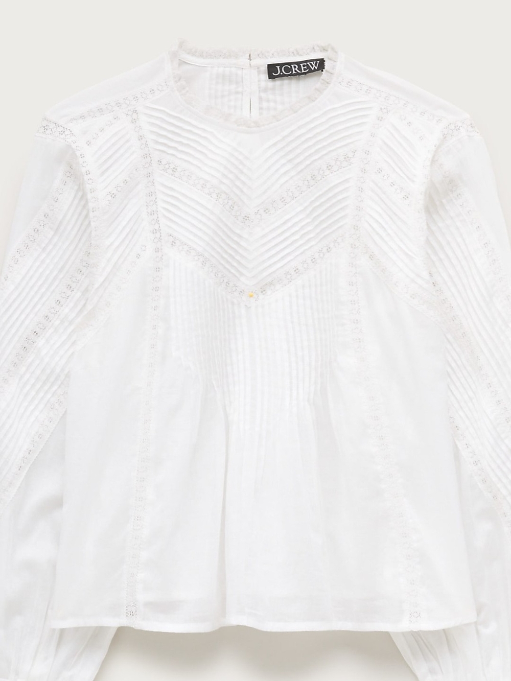J Crew Lace-trim pintuck top in cotton voile